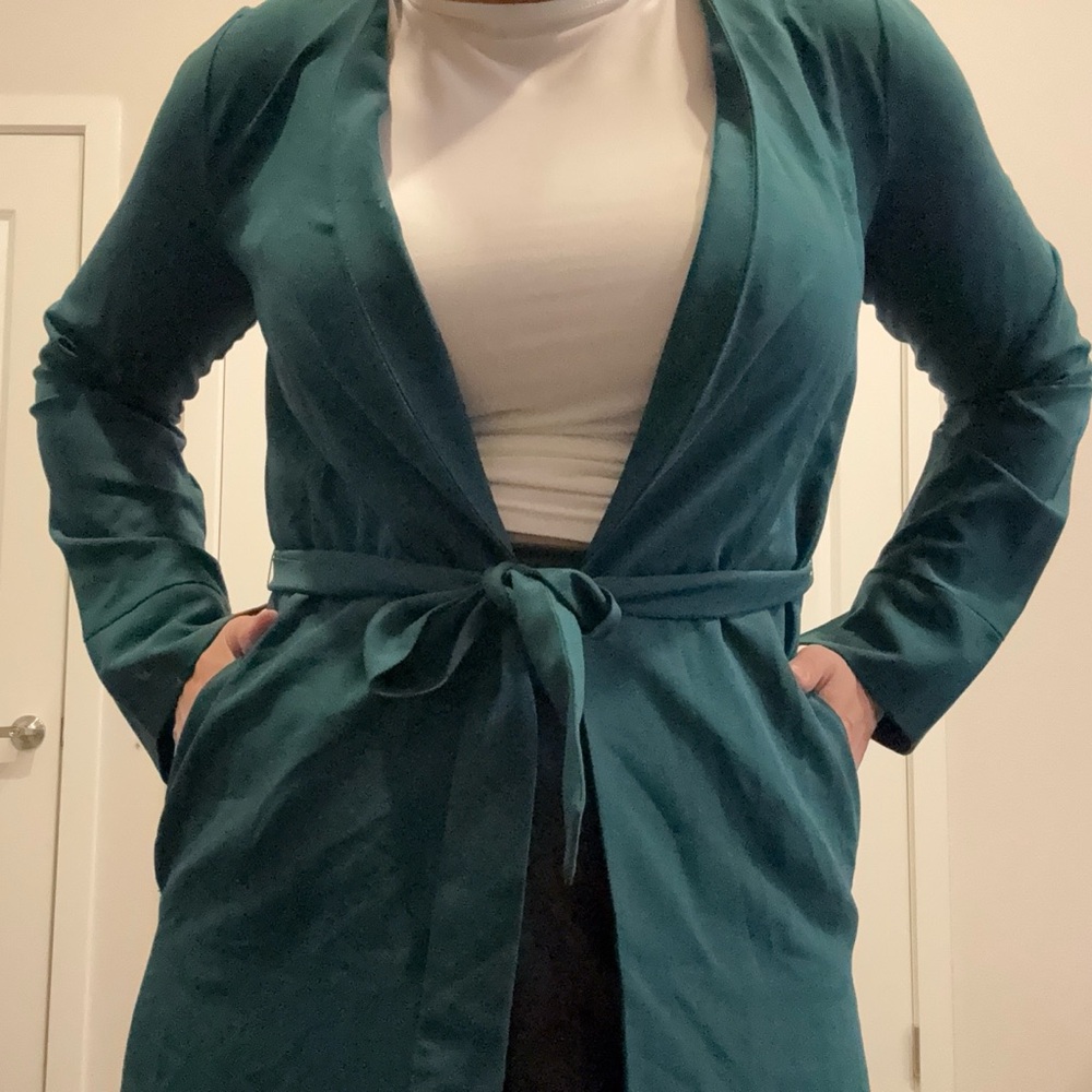 Forever 21 Elegant Long Sleeve Teal Duster